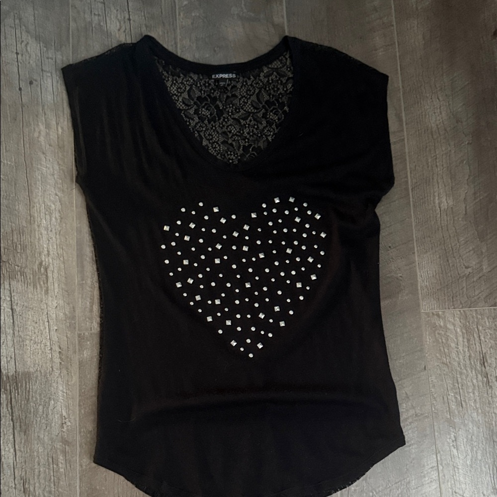 Express Black Studded Lace Blouse